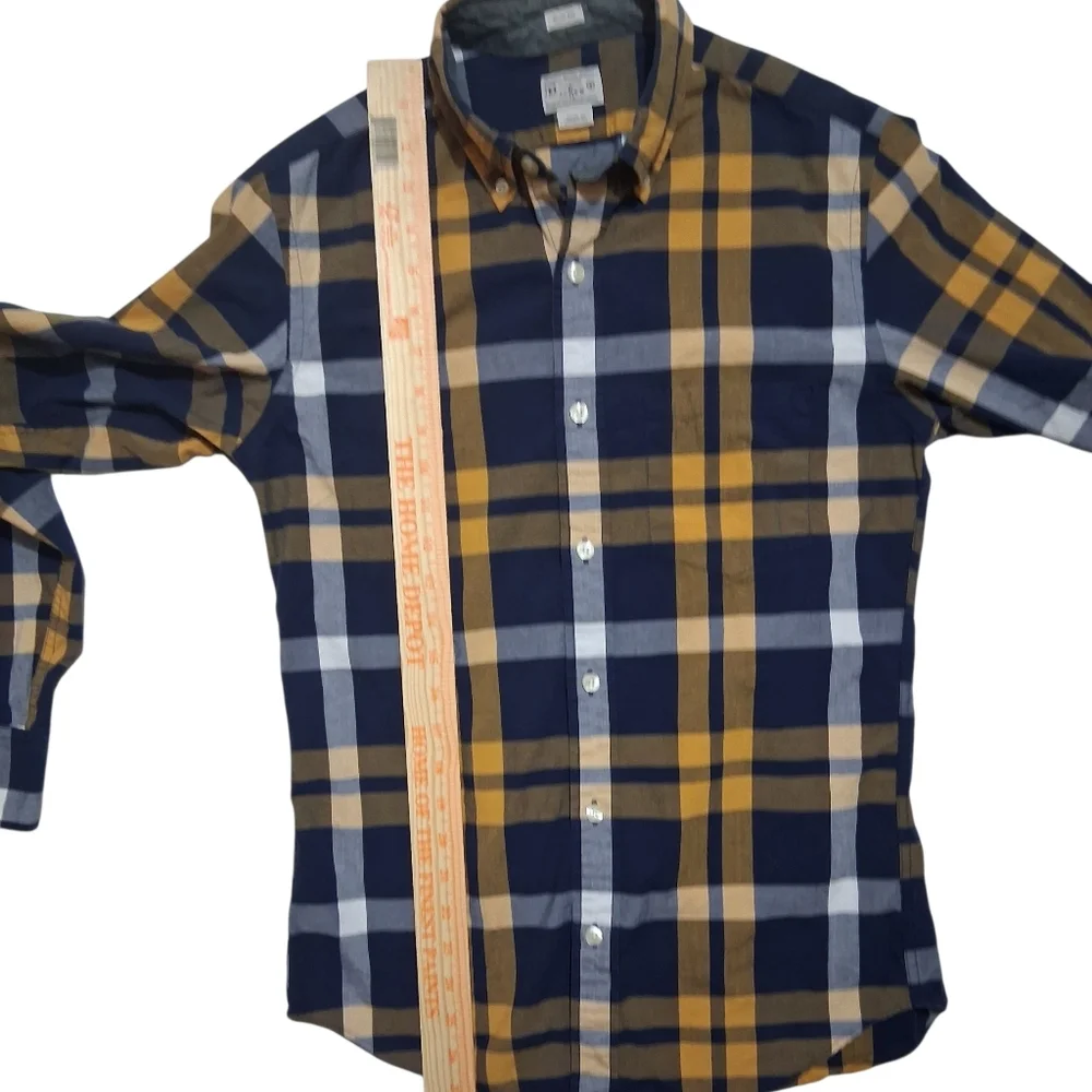 J. Crew Fitted EUC Sz. S Blue/Gold Long Sleeve‎ Casual Botton Down Shirt.